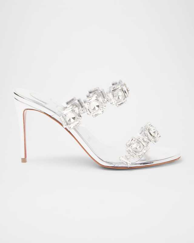 Just Jewel Clear Red Sole Slide Sandals